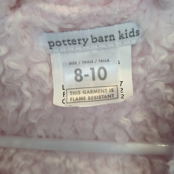 Pottery Barn Kids Hooded Sherpa Soft Pink Robe Size 8-10 Great Condition - Picture 4 of 5